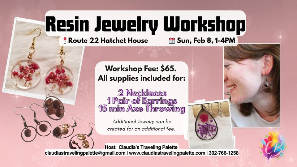 Sun, Feb 8 | Resin Jewelry Workshop at Route 22 Hatchet House